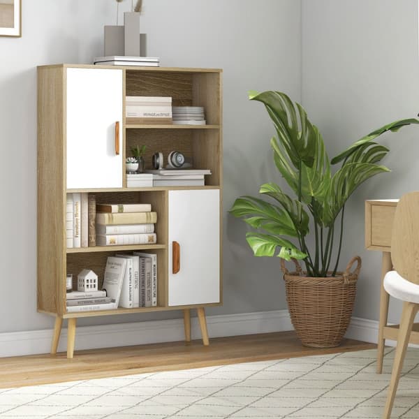 Rootz Scandinavian Bookhelf - Storage Shelf - Book Organizer - Nordic Design - 80L x 24b x 123H cm - Solid fyrretræ med fyrretræ