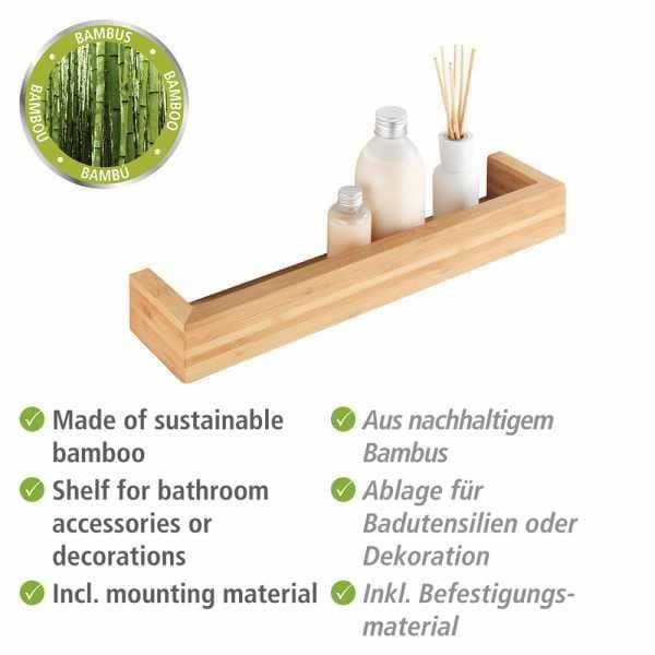 Bildskena i bambu, badrumshylla i bambu, trä i bambu, 40x9x5 cm, Bambusa