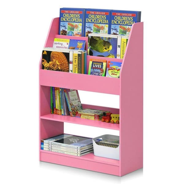 Furinno Hylla - FR16118PK - Kidkanac Lova Magasin/hylla med förvaring, Rosa, Tät trä, One Size