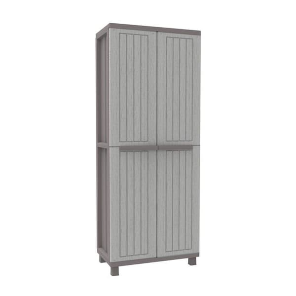 Terry - 1002716 - 1102716 J- Wood 368 inomhus- och utomhusskåp, 2, borsthållare och 4 hyllor, grå, 68x37,5x170 cm