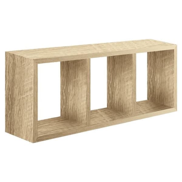 HOMEMANIA Tristano Hylla Väggdekoration - Vardagsrum, sovrum, kontor - MDF, Sagerau Ek 70 x 30 x 15,5