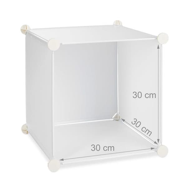 Relaxdays Förvaringshylla 9 korgar plast modulär DIY montering plug-in bokhylla 95x95x32 cm, vit