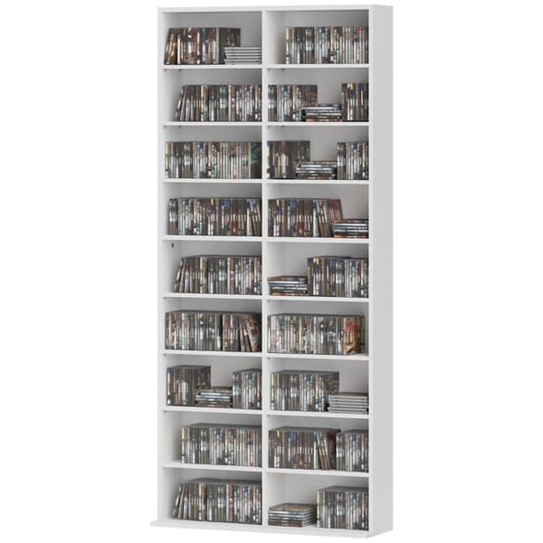 CD DVD Blu-ray Hylde, 78.5x24x175 cm, Hvid