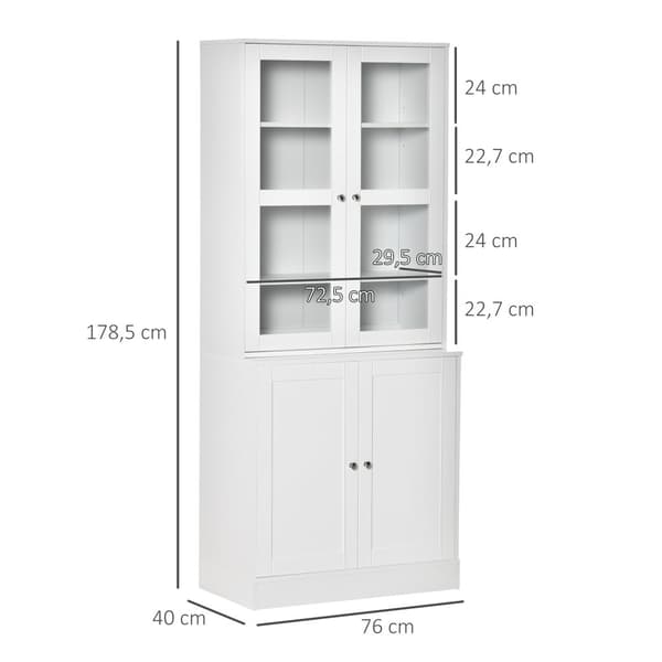 Bogreol, 76x40x178.5 cm, Hvid