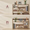 Miniatyrbillede 4 af 6: Skrivebordshylde, skrivebordsopbevaring i træ, Hutch med 6 hylder, 3-lags skrivebordsdisplayreol (rustenbrun)