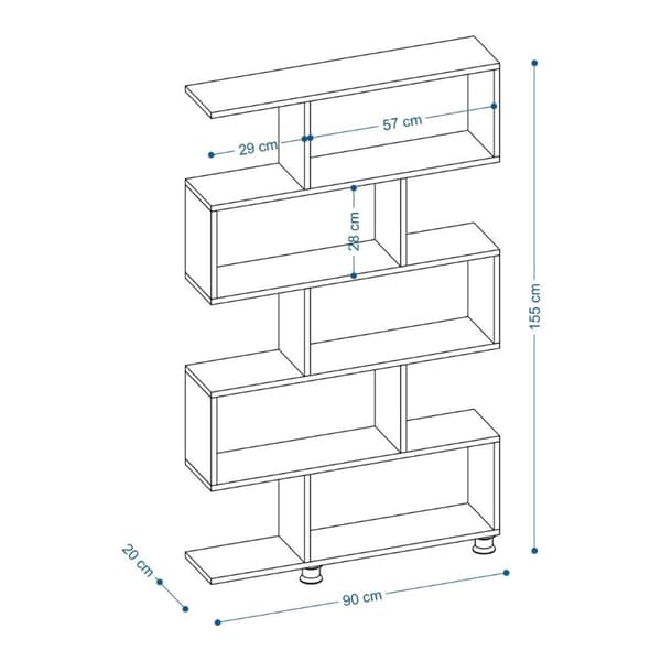 Etagère 5 tablettes déco noyer H156 cm - Nilüfer