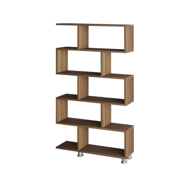 Etagère 5 tablettes déco noyer H156 cm - Nilüfer