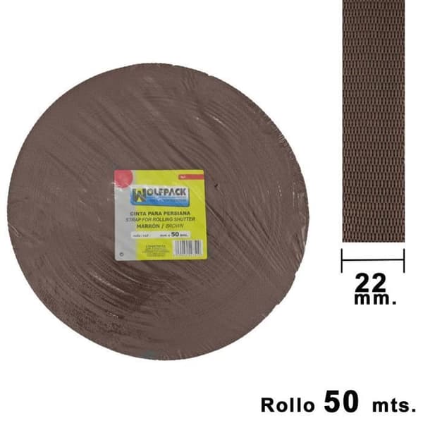 Cinta Persiana Wolfpack Brun 22 mm. Rollo 50 Metro