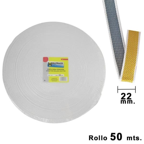 Cinta Persiana Wolfpack Bicolor 22mm. Rollo 50 meter