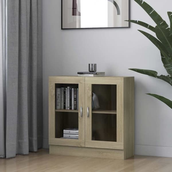 Vitrinskåp sonoma-ek 82,5x30,5x80 cm konstruerat trä