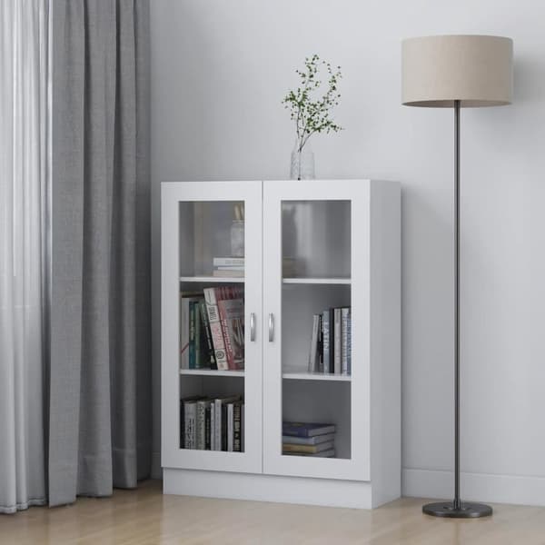 Vitrinskåp vit 82,5x30,5x115 cm konstruerat trä