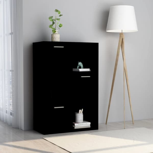 Förvaringsskåp svart 60x29,5x90 cm konstruerat trä