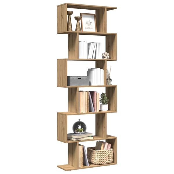 Bokhylla/Rumsavdelare 6 hyllor ek 70x24x193 cm konstruerat trä