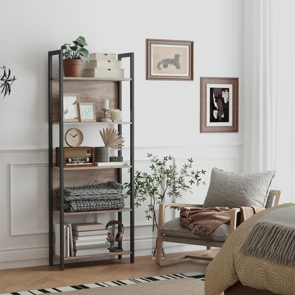 Bogrecreat-detached-5 åbne hylder-greige-zwart