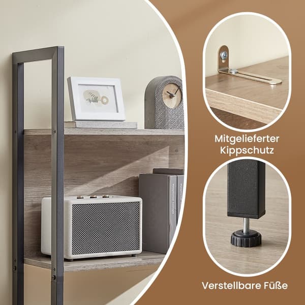 Bogrecreat-detached-5 åbne hylder-greige-zwart