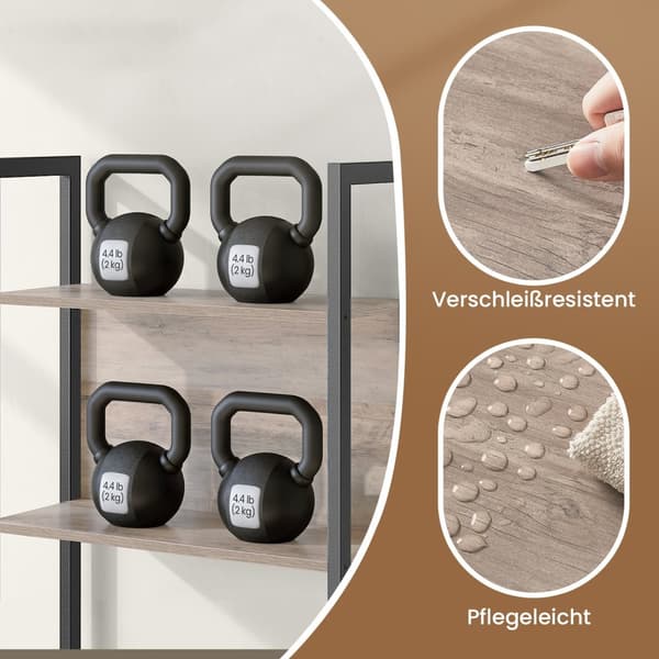Bogrecreat-detached-5 åbne hylder-greige-zwart