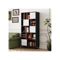 Miniatyrbild 5 av 6: Bibliotek med 5 hyllor, höjd 165 cm, bredd 80 cm, med hyllor, färger svart, vit och brun