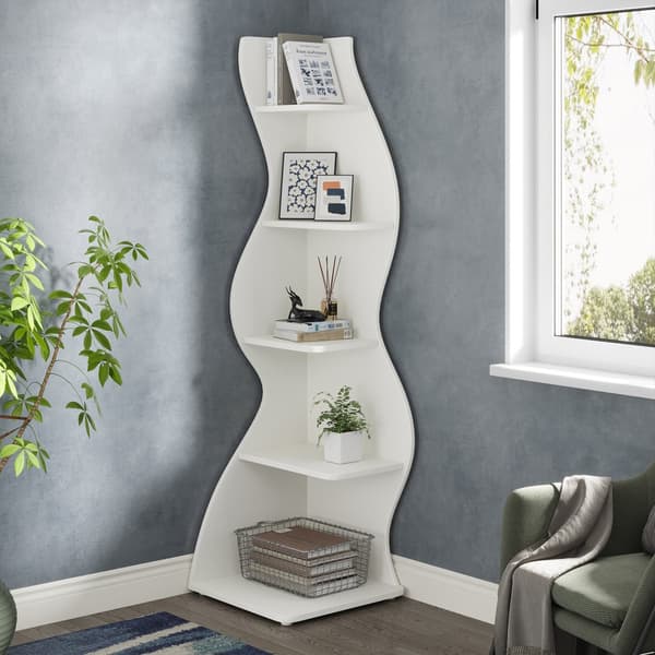 Tribesigns Hörnhylla - 5 Nivåer Hörnhylla - Hörnbokhylla - Spånskiva - Modern Stil - 48 x 48 x 178 cm