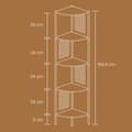 Pikkukuva 7 / 7: Rootz 5 -sarjan nurkkahylly - Kirjahylly - Poly Rattan - Space -Saver - 31,9 x 31,9 x 156,4 cm - ruskea musta