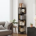 Pikkukuva 2 / 7: Rootz 5 -sarjan nurkkahylly - Kirjahylly - Poly Rattan - Space -Saver - 31,9 x 31,9 x 156,4 cm - ruskea musta