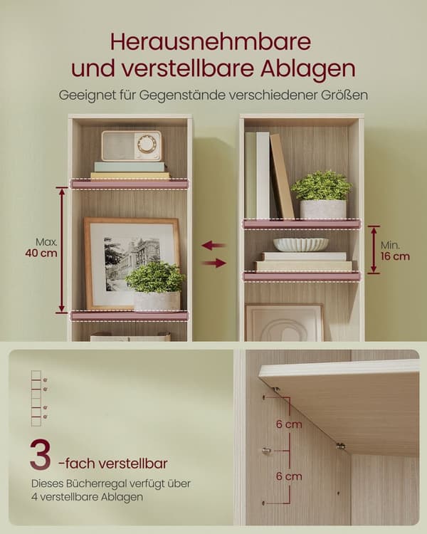 Rootz 6 -våningar stående hyllan - Bokhylla - Lagringsenhet - Träflipplatta - Space -Saving Design - 24 x 40 x 178,5 cm