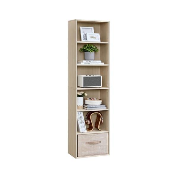 Rootz 6 -våningar stående hyllan - Bokhylla - Lagringsenhet - Träflipplatta - Space -Saving Design - 24 x 40 x 178,5 cm