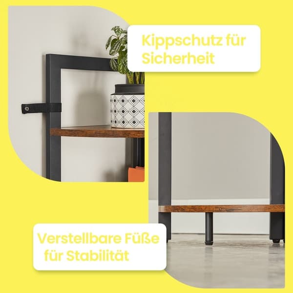 Rootz 5 -stegs bokhylla - lagringshylla - hörnhylla - multifunktionell rymdsparare - 30 cm x 30 cm x 150 cm