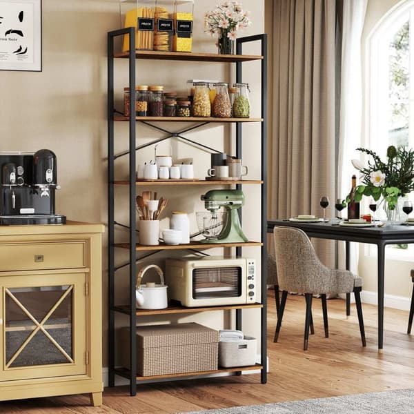 Rootz 6 Level Bookcase - Standing Shelf - Fri -stående hyllan - Stålram - Vintage Style - 80cm x 30 cm x 186 cm