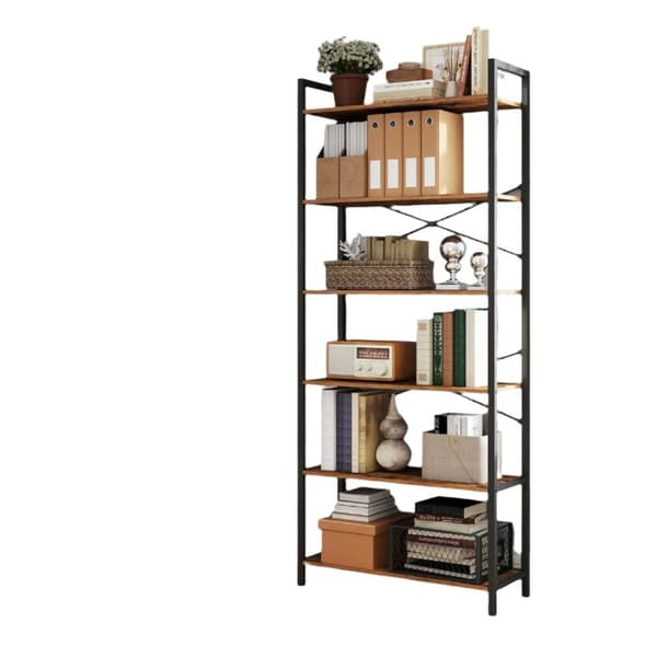 Rootz 6 Level Bookcase - Standing Shelf - Fri -stående hyllan - Stålram - Vintage Style - 80cm x 30 cm x 186 cm