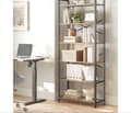 Miniatyrbild 3 av 10: Rootz 6 Level Bookcase - Bookhelf - Lagringshylla - Hållbar träflisbräda och stål - 30 x 80 x 186 cm - Brun- Svart