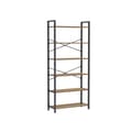 Miniatyrbild 1 av 10: Rootz 6 Level Bookcase - Bookhelf - Lagringshylla - Hållbar träflisbräda och stål - 30 x 80 x 186 cm - Brun- Svart