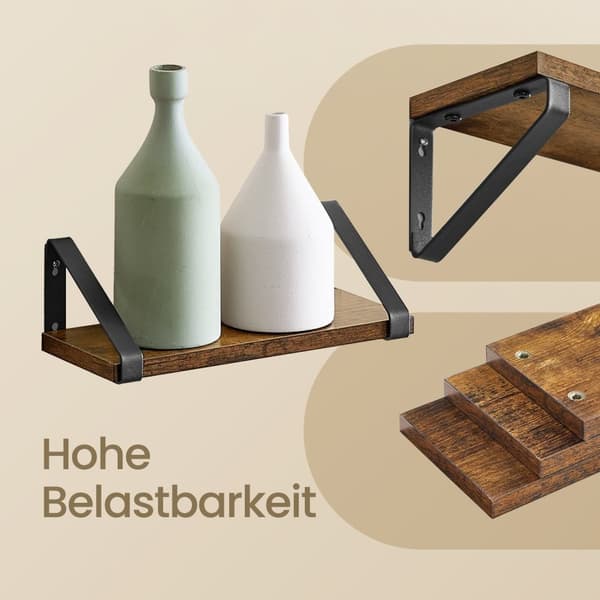 Rootz 3 Set Wall Shelf - Floating Shelf - Trähyllor - Rymdbesparande design - Storlekar: 30/35/40 x 12 x 11 cm