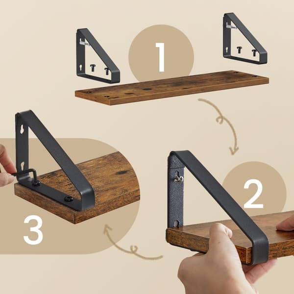 Rootz 3 Set Wall Shelf - Floating Shelf - Trähyllor - Rymdbesparande design - Storlekar: 30/35/40 x 12 x 11 cm