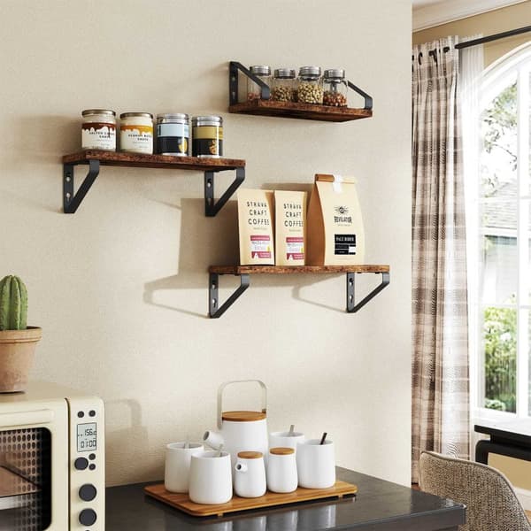 Rootz 3 Set Wall Shelf - Floating Shelf - Trähyllor - Rymdbesparande design - Storlekar: 30/35/40 x 12 x 11 cm