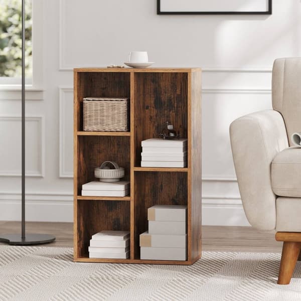 Rootz BookCoby - Kirjakaappi - Kirjahylly - 5 -tason hylly - Vintage Brown - Stability & Tipping Protection - 50x24x80cm