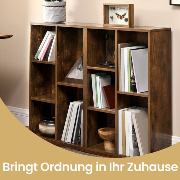 Rootz BookCoby - Kirjakaappi - Kirjahylly - 5 -tason hylly - Vintage Brown - Stability & Tipping Protection - 50x24x80cm