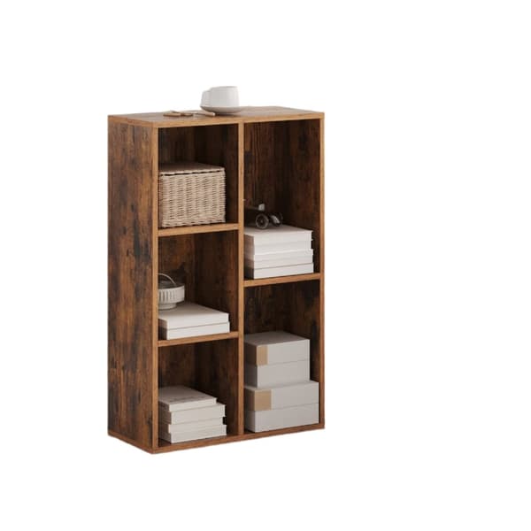 Rootz BookCoby - Kirjakaappi - Kirjahylly - 5 -tason hylly - Vintage Brown - Stability & Tipping Protection - 50x24x80cm