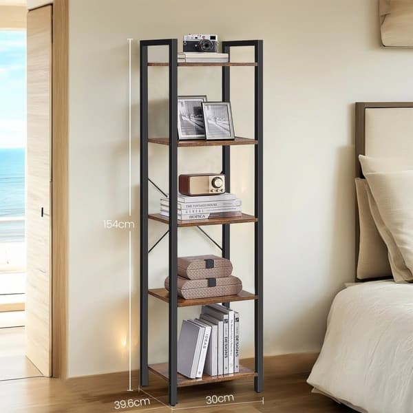 Rootz Bookshelf - Standregal - Vintage ruskea säilytysyksikkö - Kestävä teräsrunko - 40 cm x 30 cm x 146 cm