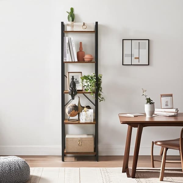 Rootz Bookshelf - Standregal - Vintage ruskea säilytysyksikkö - Kestävä teräsrunko - 40 cm x 30 cm x 146 cm