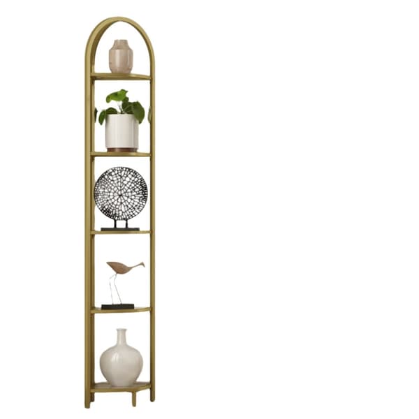 Rootz Corner Shelf Bookhelf - Display Unit - Glass & Metal Shelving - Space -Saving - 28 x 28 x 158 cm