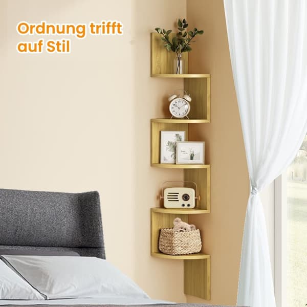Rootz Corner Shelf - Wall Shelf - Flydende hylde - Rumbesparende - 20 cm x 20 cm x 126 cm
