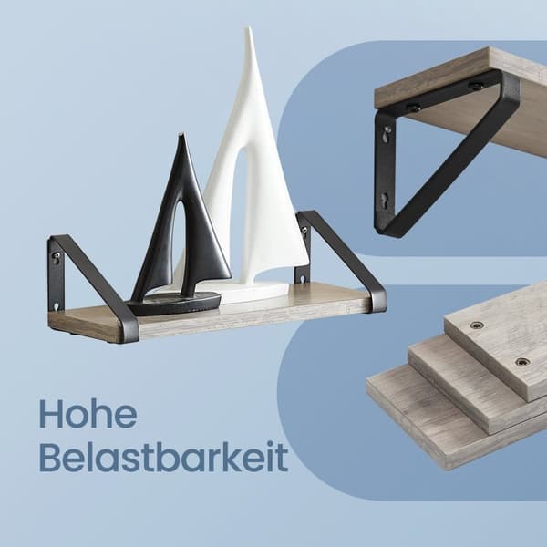 Rootz vägghylla 3 set - flytande hylla - dekorativa hyllor - max 5 kg belastning - brun -svart - liten (12x30x11cm), medium (12x35x11cm), stor (12x40x