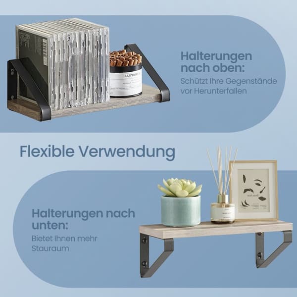 Rootz vägghylla 3 set - flytande hylla - dekorativa hyllor - max 5 kg belastning - brun -svart - liten (12x30x11cm), medium (12x35x11cm), stor (12x40x
