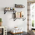 Miniatyrbild 2 av 6: Rootz vägghylla 3 set - flytande hylla - dekorativa hyllor - max 5 kg belastning - brun -svart - liten (12x30x11cm), medium (12x35x11cm), stor (12x40x