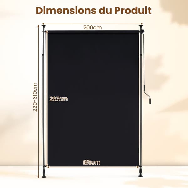 Vertikal persienne, 150x220-310 cm, Sort