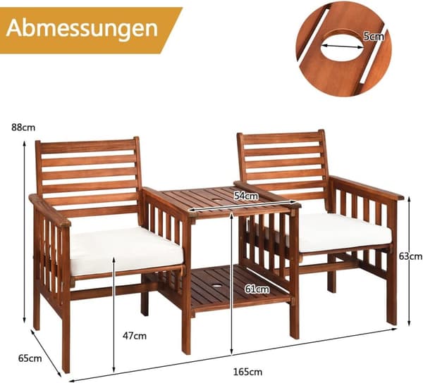 Havebænk, 165x65x88 cm, Brun
