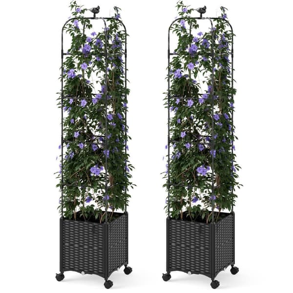 Forhøjet plantekasse, 40x40x211 cm, Sort