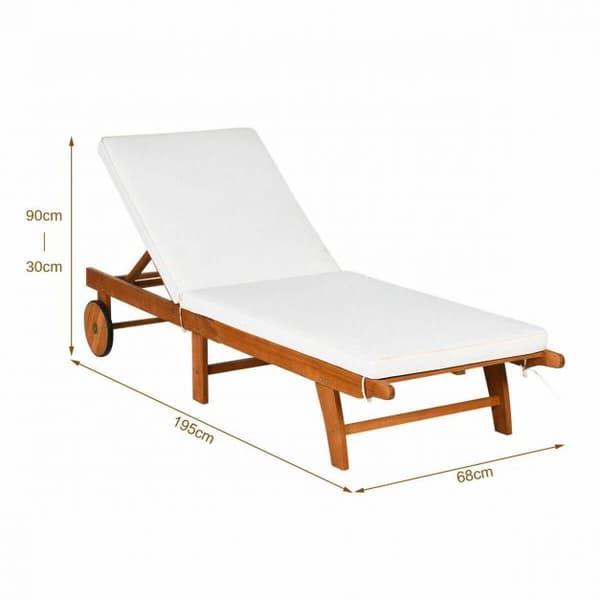 Patio Lepotuoli, 195x68x30-90 cm, Luonnonbeige