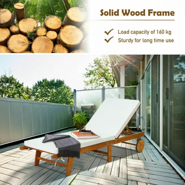 Patio Lepotuoli, 195x68x30-90 cm, Luonnonbeige