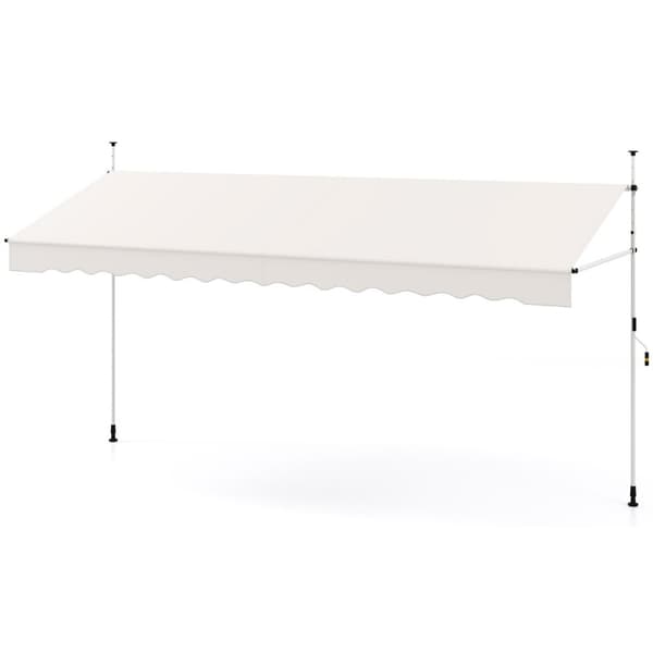 Fällbar markis, 400x120/135/150x210-300 cm, Vit